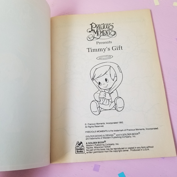 RARE! 1992 Vintage Precious Moments "Timmy's Gift" Colouring Book - Picture 4 of 8
